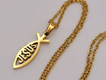 Load image into Gallery viewer, Golden Jesus Pendant necklace Trending Necklace , Gold plated charm,