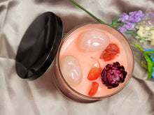 Load image into Gallery viewer, Melon Mist Natural Soy Wax Candle Highly Scented with Rose Quartz Crystals