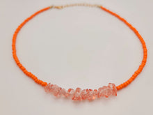Load image into Gallery viewer, Colorful Seed Bead Choker Necklace Dainty Orange Quartz