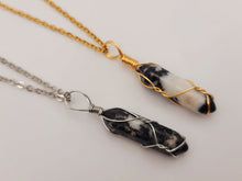 Load image into Gallery viewer, Natural Crystal Necklace Gold Wire & Silver Wrapped Moonstone Point