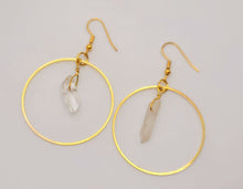 Load image into Gallery viewer, Clear Aura Quartz Earrings Handmade, Cute earrings Irregular , Crystal Earrings