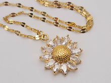 Load image into Gallery viewer, Gorgeous Sunflower Dainty Necklace - gift for her Gold Tone