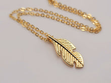 Load image into Gallery viewer, Leaf Pendant necklace, 18mm gold plated pewter charm, Leaf Necklace
