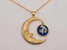 Load image into Gallery viewer, Moon Star Pendant Necklace - Trendy Moon necklace Gold tone -