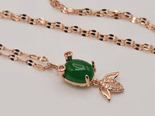 Load image into Gallery viewer, Jade Natural Necklace Gold Tone Necklace- Good Luck•Fortune
