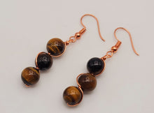 Load image into Gallery viewer, Handmade Tiger's Eye Natural Drop Earrings , Stone Tiger's Eye
