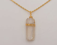Load image into Gallery viewer, Gold Wire Wrapped Rainbow Aura Quartz Necklace Healing Crystal Necklace