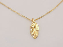 Load image into Gallery viewer, Leaf Pendant necklace, 18mm gold plated pewter charm, Leaf Necklace