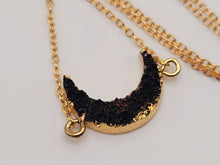 Load image into Gallery viewer, Natural crystal druzy Minerals gem stone charm necklace Black Moon Obsidian