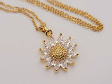 Load image into Gallery viewer, Gorgeous Sunflower Dainty Necklace - gift for her Gold Tone