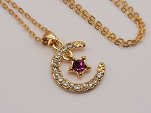 Load image into Gallery viewer, Moon Star Pendant Necklace - Trendy Moon necklace Gold tone