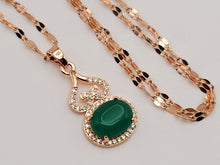 Load image into Gallery viewer, Elegant 18-Inch Rose Gold Necklace with Green Jade Drop Pendant - Perfect Gift for Her