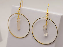 Load image into Gallery viewer, Clear Aura Quartz Earrings Handmade, Cute earrings Irregular , Crystal Earrings