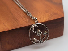 Load image into Gallery viewer, Mushroom Necklace for Women, Boho Jewelry for Gift, Silver Mushroom Pendant, Hippie Jewelry,