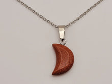 Load image into Gallery viewer, Gold Sandstone Crystal Moon Necklace Trending Pendant Necklace Gift For Her, Handmade Necklace