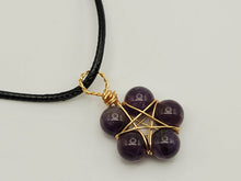 Load image into Gallery viewer, Crystal Necklace Gold Wire Wrapped Amethyst Healing Stone Necklace Gold tone