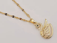 Load image into Gallery viewer, Milky Quartz Handmade Swan Necklace Gold Tone Swan Necklace