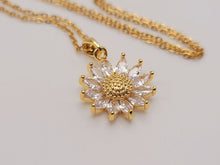 Load image into Gallery viewer, Gorgeous Sunflower Dainty Necklace - gift for her Gold Tone