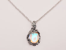 Load image into Gallery viewer, Silver Wire Wrapped Moon Stone Necklace Healing Crystal Necklace Silver tone