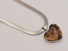 Load image into Gallery viewer, Crystal Necklace Silver Tone Herringbone Choker necklace Tiger's Eye