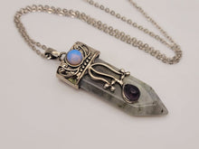 Load image into Gallery viewer, Natural Handmade Crystal Necklace Labradorite With Opal & Amethyst Reiki