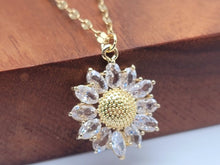 Load image into Gallery viewer, Gorgeous Sunflower Dainty Necklace - gift for her Gold Tone