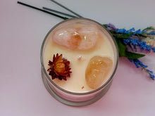 Load image into Gallery viewer, Mango Sage Tea Natural Soy Wax Candle Highly Scented with Citrine Crystals