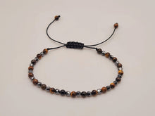 Load image into Gallery viewer, Hematite Power Mini 4mm Beaded Gemstone Bracelet Adjustable Tiger Eye