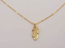 Load image into Gallery viewer, Leaf Pendant necklace, 18mm gold plated pewter charm, Leaf Necklace