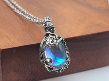Load image into Gallery viewer, Silver Wire Wrapped Moon Stone Necklace Healing Crystal Necklace Silver tone