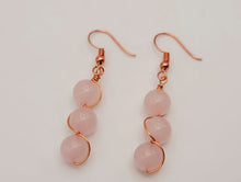 Load image into Gallery viewer, Handmade Rose Quartz Natural Drop Earrings , Stone Earrings