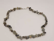Load image into Gallery viewer, Labradorite Chip Choker Necklace Silver tone Gorgeous Choker