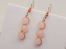 Load image into Gallery viewer, Handmade Rose Quartz Natural Drop Earrings , Stone Earrings