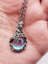 Load image into Gallery viewer, Silver Wire Wrapped Moon Stone Necklace Healing Crystal Necklace Silver tone