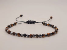 Load image into Gallery viewer, Hematite Power Mini 4mm Beaded Gemstone Bracelet Adjustable Tiger Eye