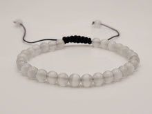 Load image into Gallery viewer, White Cats Eye Stone Bracelet Genuine bead bracelet Adjustable