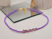 Load image into Gallery viewer, Amethyst Choker Necklace Gold tone Gorgeous Choker Seed Bead