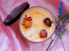 Load image into Gallery viewer, Citron Mandarin Natural Soy Wax Candle Highly Scented with Carnelian Crystals
