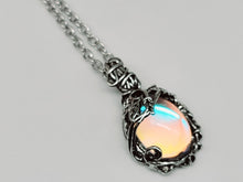 Load image into Gallery viewer, Silver Wire Wrapped Moon Stone Necklace Healing Crystal Necklace Silver tone