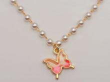 Load image into Gallery viewer, Pearl Butterfly Choker Necklace - Trendy Pearl necklace Gold tone -