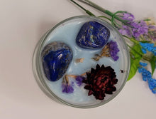 Load image into Gallery viewer, Pineapple Orchid Natural Soy Wax Candle Highly Scented with Lapis Lazuli Crystals
