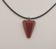 Load image into Gallery viewer, Crystal Necklace Silver Leather Carnelian Point Stone Healing Crystal Necklace