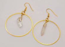 Load image into Gallery viewer, Clear Aura Quartz Earrings Handmade, Cute earrings Irregular , Crystal Earrings