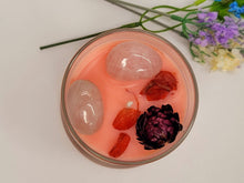 Load image into Gallery viewer, Melon Mist Natural Soy Wax Candle Highly Scented with Rose Quartz Crystals