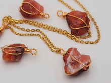 Load image into Gallery viewer, Raw Crystal Necklace, Carnelian Rough Stone Necklace, Genuine Crystal