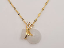 Load image into Gallery viewer, Milky Quartz Handmade Shirt Necklace Gold Tone Bag Necklace