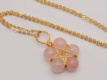Load image into Gallery viewer, Gold Wire Wrapped Rose Quartz Healing Crystal Point Necklace Gold tone