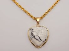 Load image into Gallery viewer, Handmade Crystal Choker Necklace Gold Tone Wrapped Howite Healing Crystal Heart