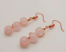 Load image into Gallery viewer, Handmade Rose Quartz Natural Drop Earrings , Stone Earrings