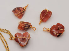Load image into Gallery viewer, Raw Crystal Necklace, Carnelian Rough Stone Necklace, Genuine Crystal